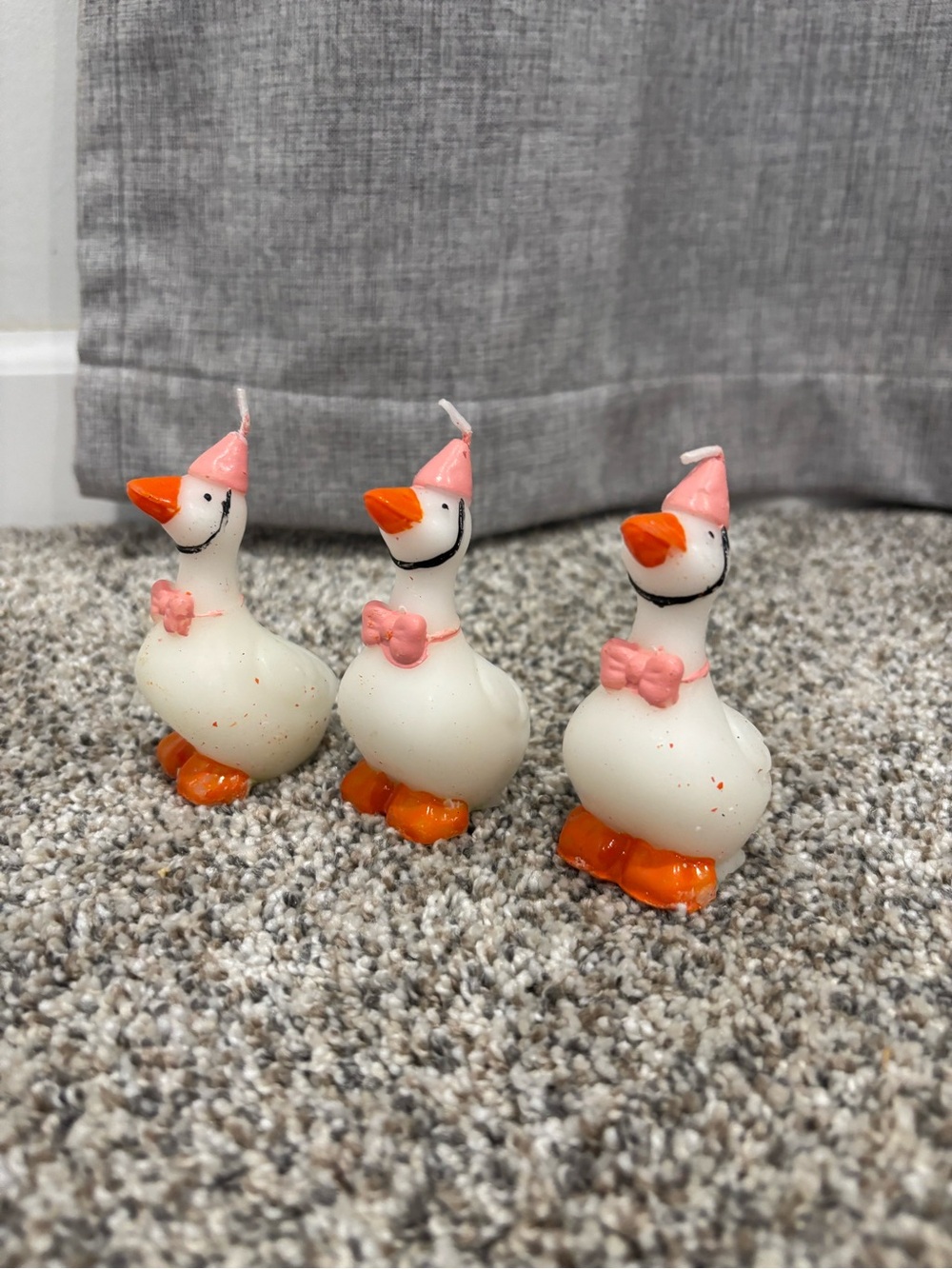 3 Pcs Silly Goose Birthday Candles Cute Goose Cake Topper, Pink Whimsical